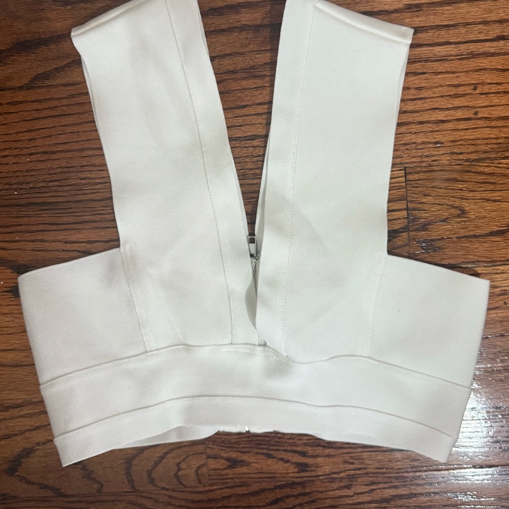 Herve Leger White Crop Top